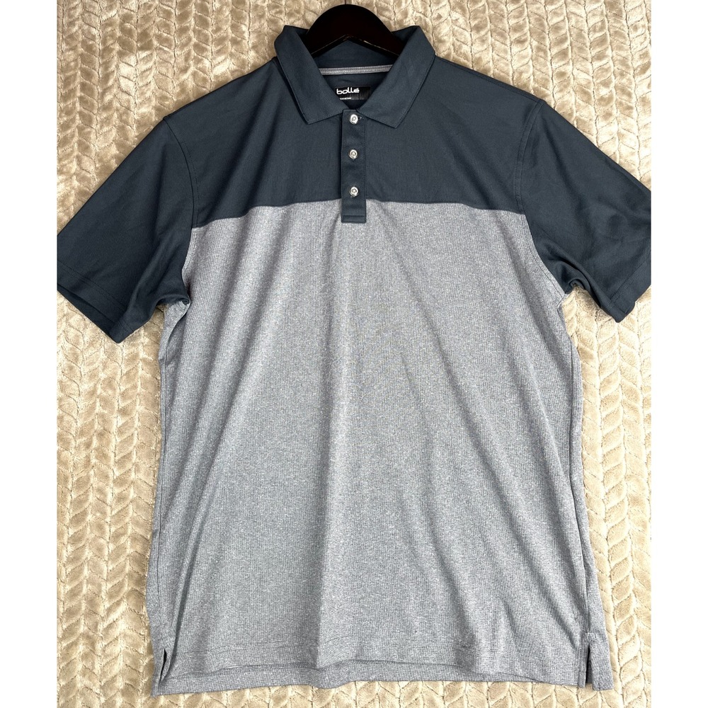 Bollé Polo‎ Golf Shirt Men L Gray Color Block Short Sleeve Casual